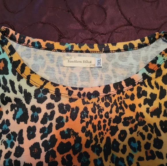 Southern Stitch Multi-Colored Leopard Print Top, 3XL - Picture 4 of 10